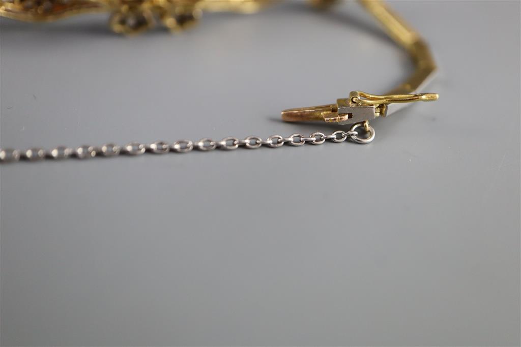 A 1920s gold and platinum, diamond and black onyx set bracelet, approx. 16cm,